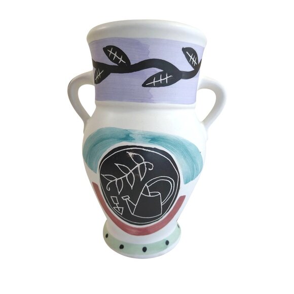 Southwest Style Ceramic Hand Painted Handled Vase 8.5"Tx4.25"W Treasure Craft - Picture 3 of 6